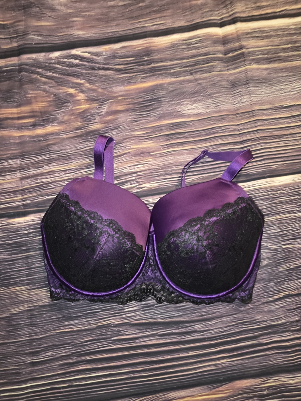 Cacique Purple and Black Lace Push-Up Bra